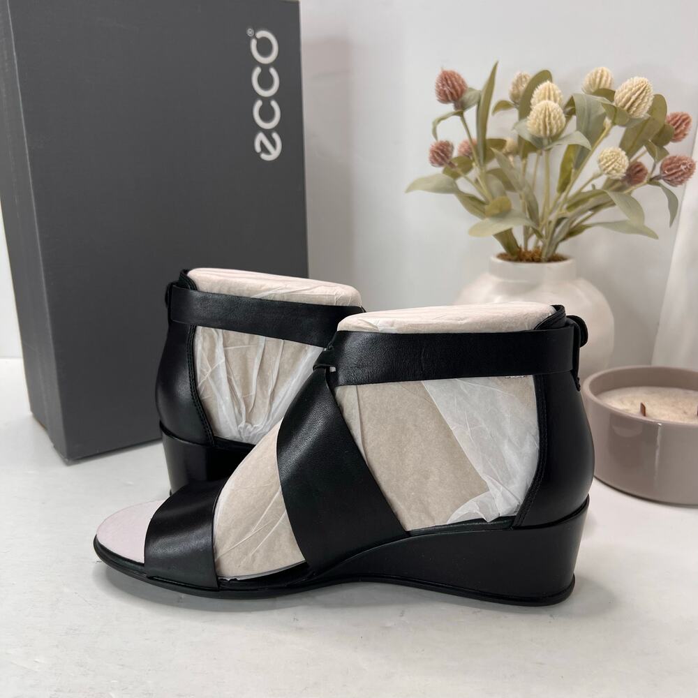 Ecco Shape 35 Wedge Leather Sandal Black 250113 01001 Women 9-9.5 NWB - Picture 7 of 11
